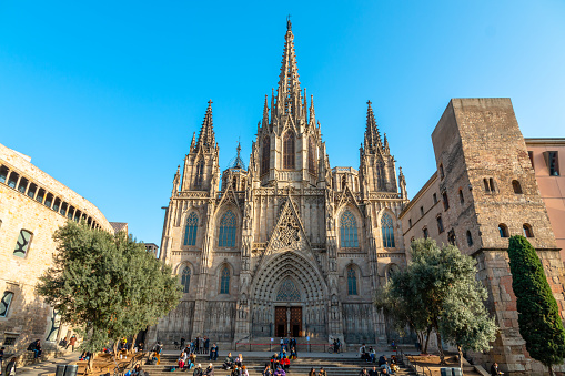 Picture of the Barcelona Cathedral captured in a sunny day.