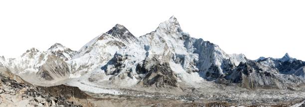 istock Mount Everest and Nuptse isolated on white sky 1304786019