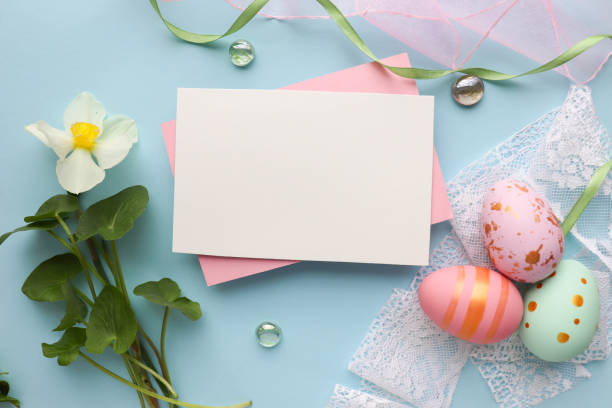 istock easter greeting card with easter eggs, flowers and willow twigs 1304786274