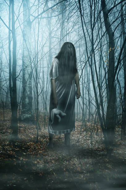 istock Zombie girl with rabbit toy 1304790357