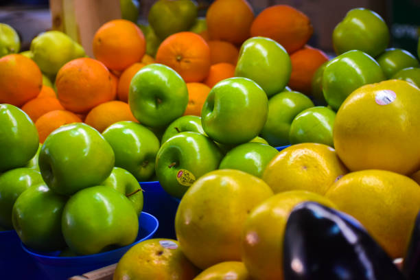 Mix of fruits displayed in a local market in Montreal
