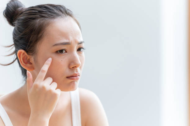 imagem de cuidados com a pele da mulher japonesa atraente - aspecto da epiderme - fotografias e filmes do acervo