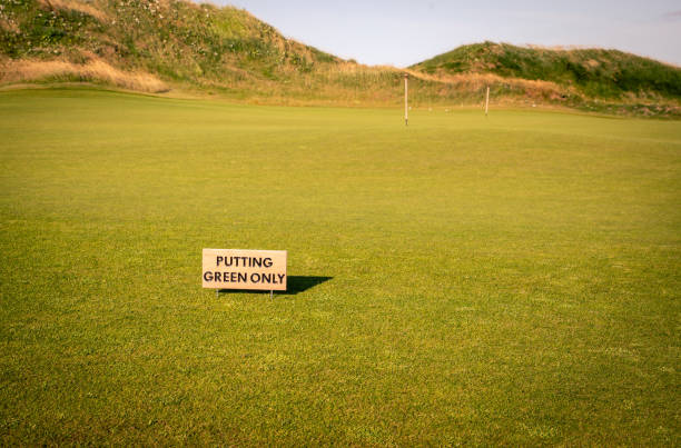 istock wooden sign for a putting green 1304803213