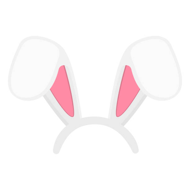 istock Easter bunny ears mask. Rabbit bent ears props for photobooth or party. Element for hare costume 1304804001