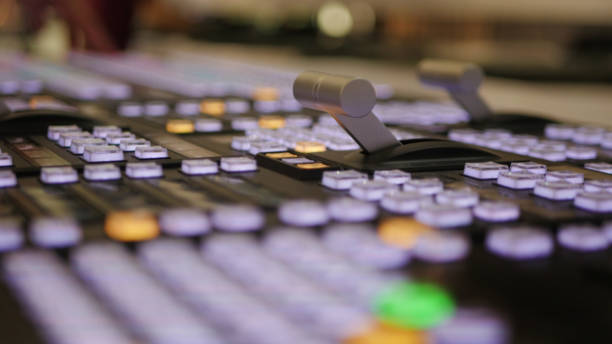 istock Professional broadcast video mixer in studio. Concept for background. 1304806994