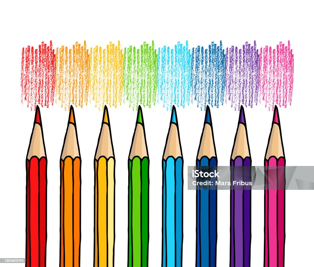 Set Of Colored Pencil Collection Isolated Vector Illustration Colorful  Pencils On White Background Stock Illustration - Download Image Now - iStock