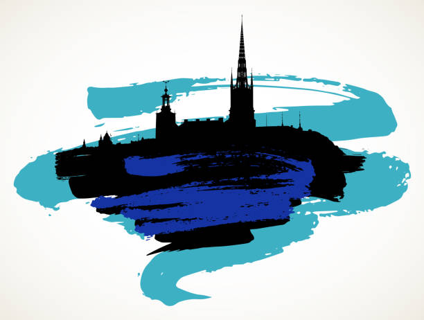 sztokholm skyline ilustracja tła - silhouette city town stockholm stock illustrations