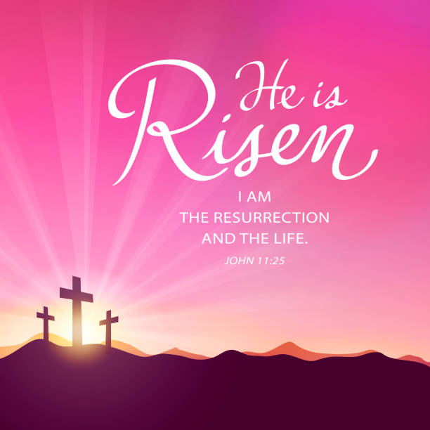 Celebrate the Risen Savior To celebrate the resurrection of Jesus Christ from the dead on the date of Easter Sunday with back light beam easter sunday stock illustrations