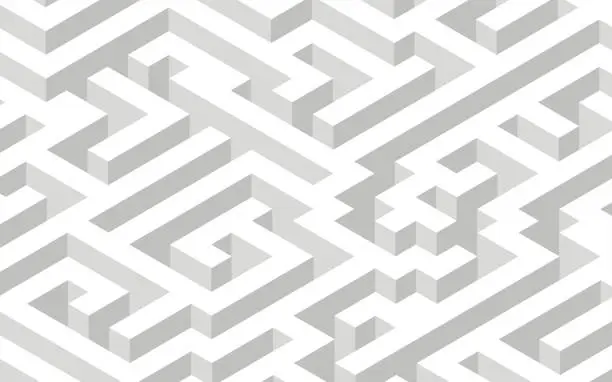 Vector illustration of Three-dimensional maze illustration, isometric