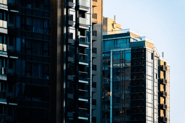 istock Crowded apartment building in Hong Kong, China 1304823706