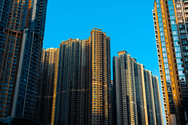 istock Crowded apartment building in Hong Kong, China 1304823716