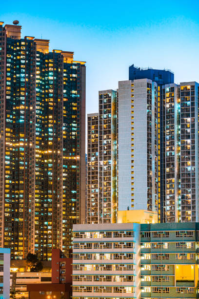 istock Crowded apartment building in Hong Kong, China 1304824680