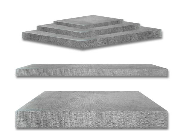 istock Collection of Gray fabric shelves on a white background separates the objects with clipping path for the designs and decoration 1304825564