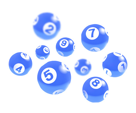 Blue Lottery Bingo Balls Isolated on White Background