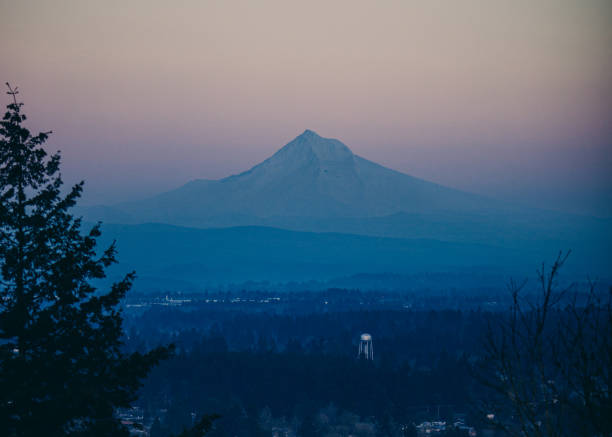 Sunset over mount hood and the Pacific Northwest.