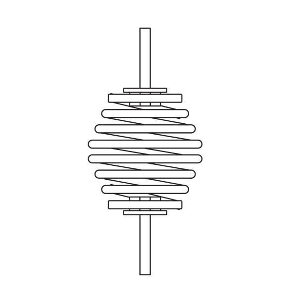 illustrations, cliparts, dessins animés et icônes de ressorts en bobine métallique. fil flexible en spirale. spirale métallique. ressort de bobine d’isolement sur le vecteur blanc de fond - springs spiral flexibility metal