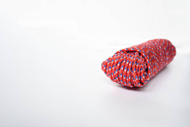 istock Object elastic bungee red cord or shock cord on white background isolated . Idea object helping for holding stuff. 1304835263
