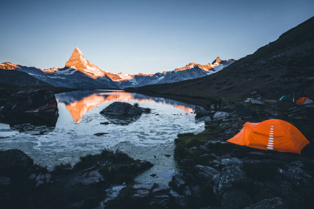 istock Evening view of the famous peak Matterhorn (Cervino). 1304838136