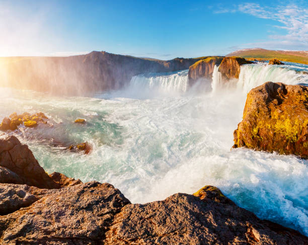 istock Fabulous scene of powerful Godafoss cascade. 1304839105