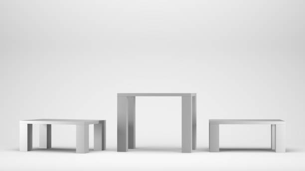 istock 3d render concept of modern table or stands on a white background 1304841429