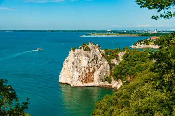 Photo of Beautiful Adriatic sea coast. Azure sea near Duino, Italy