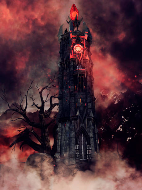 istock Fantasy tower with a crystal on top 1304843110