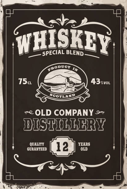 illustrations, cliparts, dessins animés et icônes de vieille affiche écossaise de whiskey - style rustique