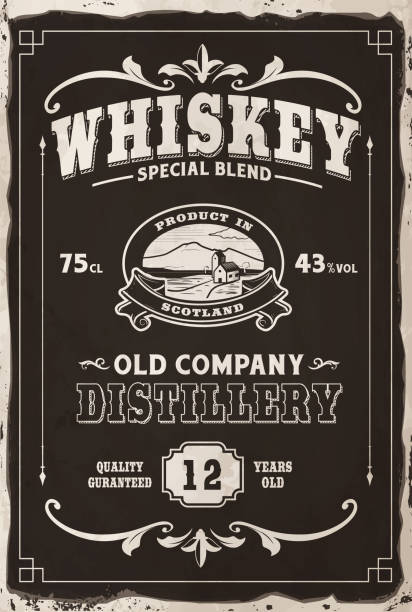 OLD SCOTTISH WHISKEY POSTER poster vintage whiskey stock illustrations