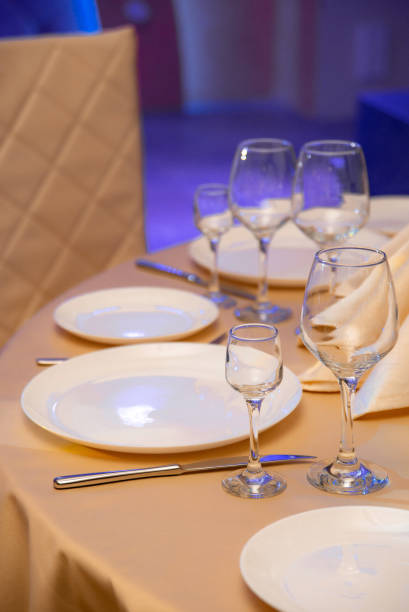 istock Elegant table setting for a festive dinner in the restaurant 1304849696