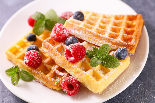 waffle with fresh berries fruits