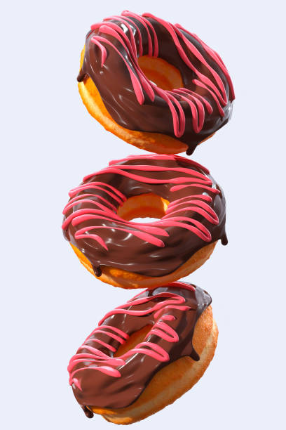 istock Set of flying glazed donuts with sprinkles on a white background 1304851180