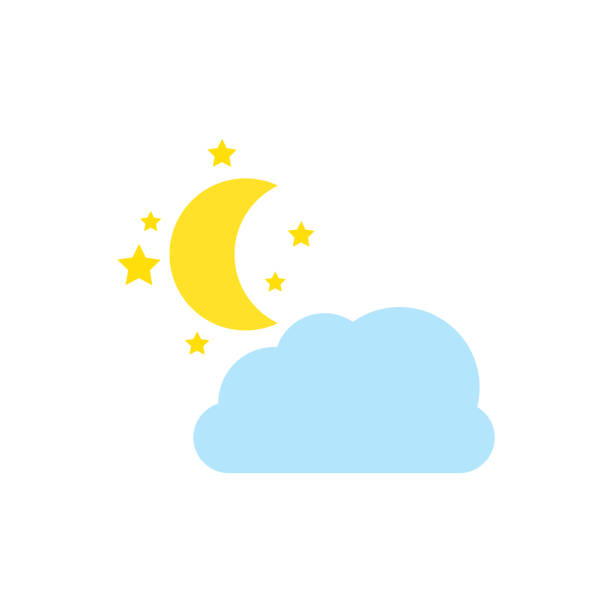 illustrazioni stock, clip art, cartoni animati e icone di tendenza di le icone delle previsioni del tempo includono, stagione delle piogge, tempesta, tuono, fulmini, inverno, nevicate, freddo, estate, sole nascente, tempo limpido, caldo, primavera, notte, luna, stelle. illustrazione vettoriale - spring clear sky night summer