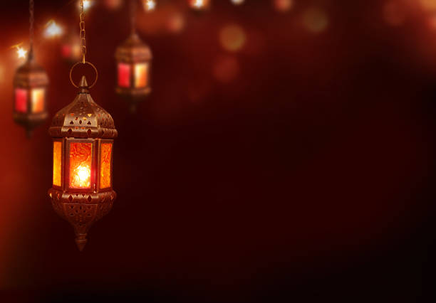 islamischer gruß eid mubarak karten für muslimische feiertage.eid-ul-adha festival feier. arabische ramadan laterne. dekorationslampe - ramadan stock-fotos und bilder