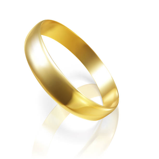 istock Realistic gold wedding ring. 3D render of golden ring. Vector illustration 1304854834