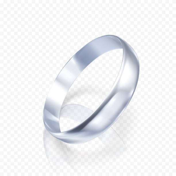 istock Realistic ring from white gold or silver. 3D render of platinum ring with shadow and reflection. Vector illustration isolated on transparent background 1304855064