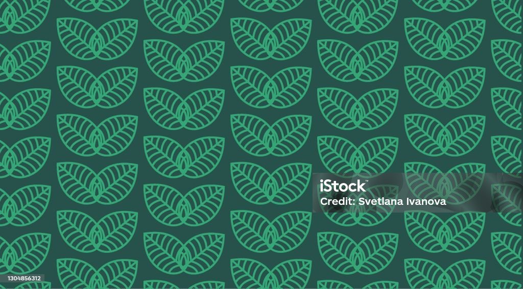 Seamless Linear Leaves Pattern Horizontal Plant Vector Stock ...