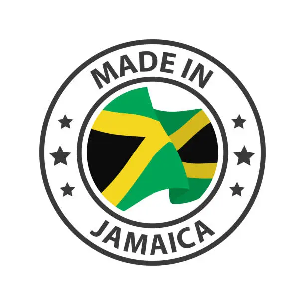 Vector illustration of Made in Jamaica icon. Stamp sticker. Vector illustration