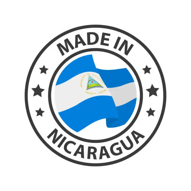 Vector illustration of Made in Nicaragua icon. Stamp sticker. Vector illustration