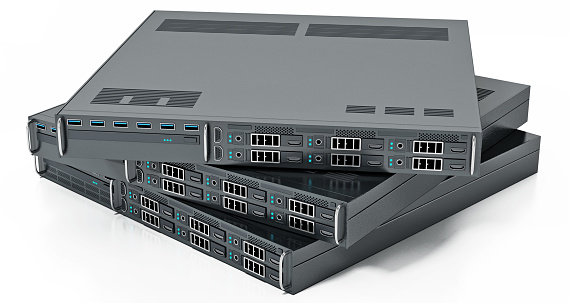 3D illustration of a rackmount data servers isolated on white.