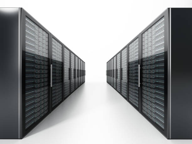 szafy serwerowe danych w wierszu - network server rack data center in a row zdjęcia i obrazy z banku zdjęć