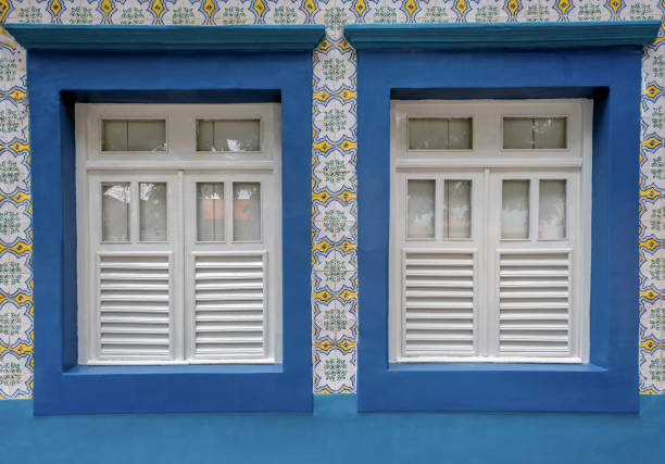 Paudalho city, Pernambuco state , Brazil:Facade of colonial houses from a small city, just 45km away from Recife.