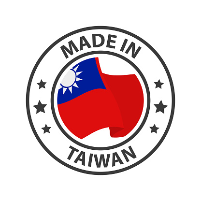 Made in Taiwan icon. Stamp made in with country flag