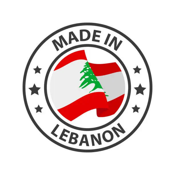 Vector illustration of Made in Lebanon icon. Stamp sticker. Vector illustration