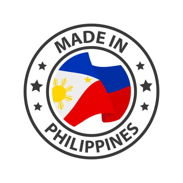 ikona made in philippines. naklejka stempla. ilustracja wektorowa - philippines flag vector illustration and painting stock illustrations
