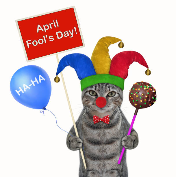 istock Cat gray clown with cake pop 2 1304861393
