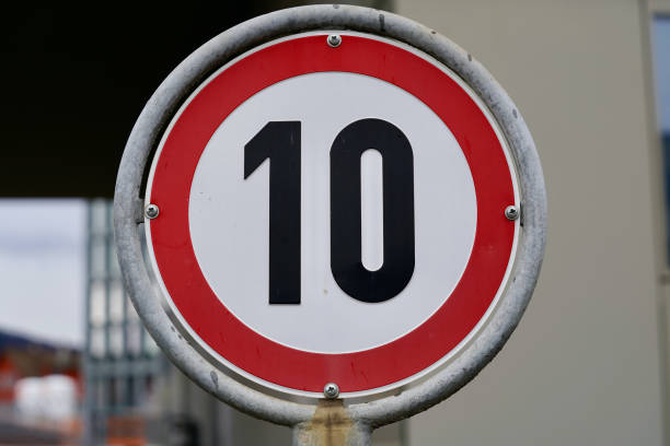 istock Traffic sign speed limit 10 kilometers per hour. 1304861411