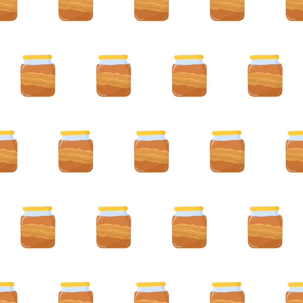 Cartoon seamless pattern for paper design with glass of kombucha drink. Colorful background. Cartoon seamless pattern for paper design with glass of kombucha drink. Colorful background. kombucha jar stock illustrations
