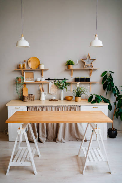 istock Scandinavian-style kitchen interior. minimalist and light interior. 1304865512