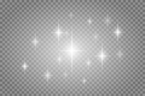 szablon efektu blasku światła gwiazdy wektorowego izolowany na przezroczystym tle - glitter stock illustrations