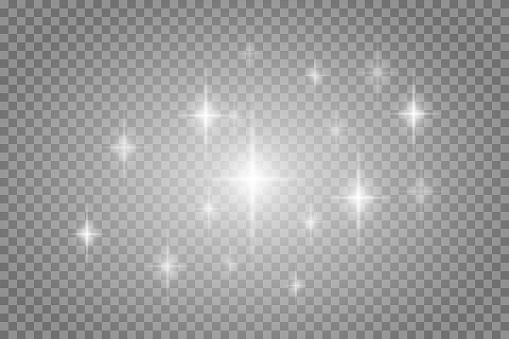 Vector star light glow effect template isolated on transparent background. Glowing light effect. Star burst with sparkles.